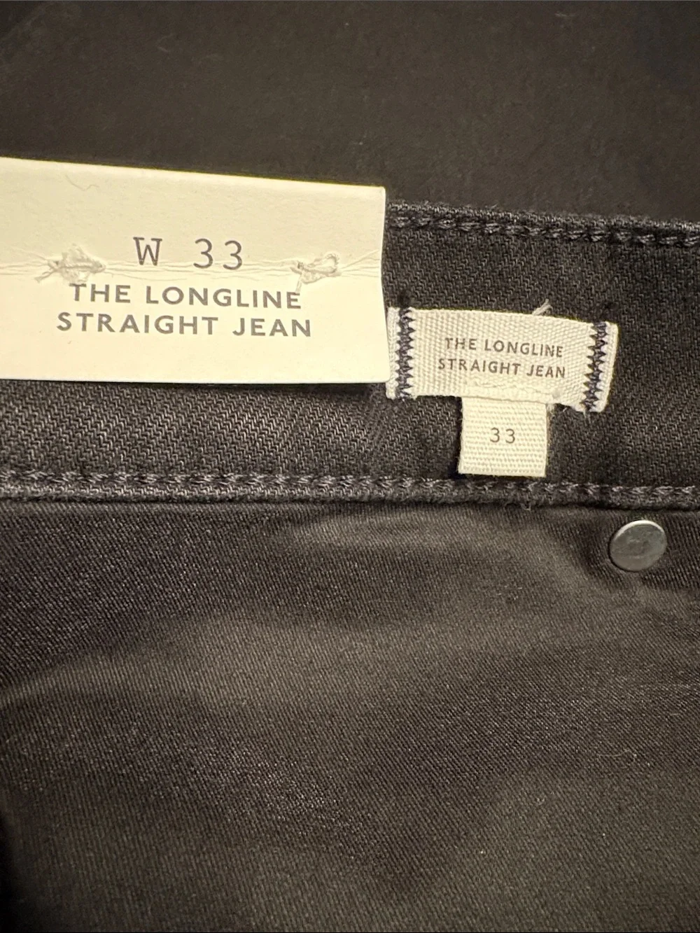 Madewell The Longline Straight Jean black Size 33 NWT